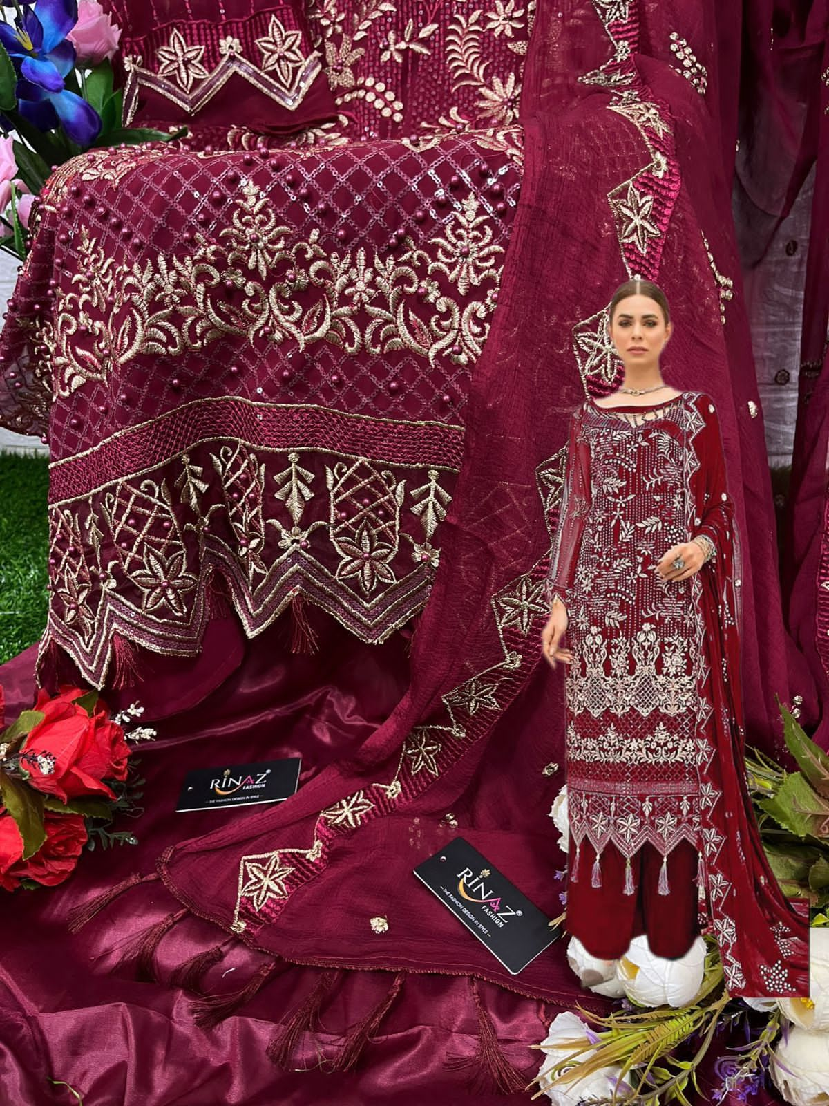 Rinaz 1387 Wedding Wear Wholesale Georgette Pakistani Salwar Suits